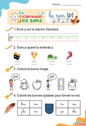 Le son [p] - GS - CP - CE1 - Phonologie - Lecture -  Le carrousel des sons