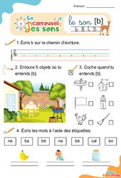 Le son [b] - GS - CP - CE1 - Phonologie - Lecture -  Le carrousel des sons