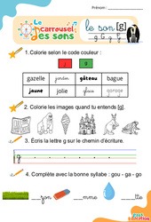Le son [g] - GS - CP - CE1 - Phonologie - Lecture -  Le carrousel des sons