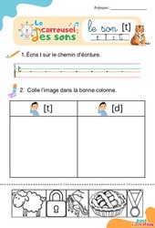 Le son [t] - GS - CP - CE1 - Phonologie - Lecture -  Le carrousel des sons