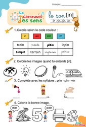 Le son [in] - GS - CP - CE1 - Phonologie - Lecture - Le carrousel des sons