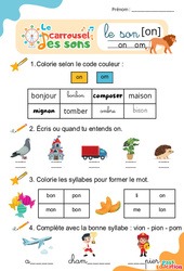 Le son [on] on om - GS - CP - CE1 - Phonologie - Lecture - Le carrousel des sons