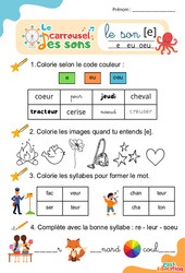 Le son [e] e eu oeu - GS - CP - CE1 - Phonologie - Lecture - Le carrousel des sons