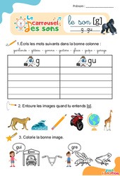 Le son [g] g gu - GS - CP - CE1 - Phonologie - Lecture - Le carrousel des sons