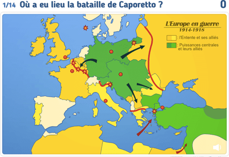 Carte : L'Europe en guerre 14