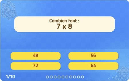 Multiplications : Table de 8 