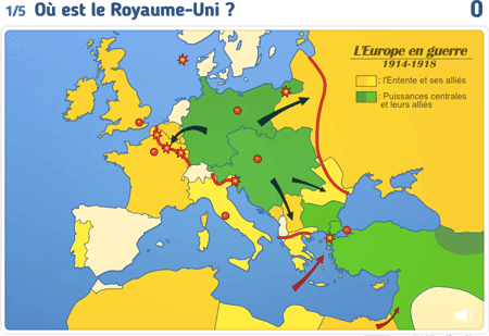 Carte : L'Europe en guerre 14