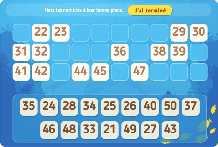 Place les nombres niv 8 (de 21 à 50) 