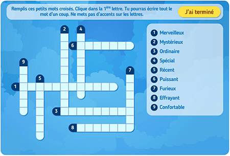 Les adjectifs usuels (mots croisés) 2