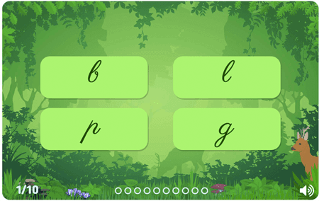Trouve les lettres cursives niv 1 
