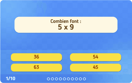 Multiplications : Table de 9 