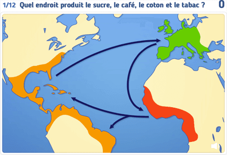 Carte : Le commerce triangulaire