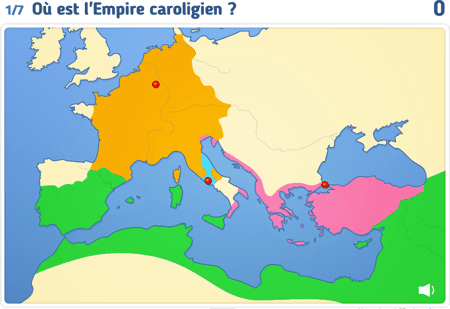 Carte : L'Empire carolingien et l'Empire Byzantin