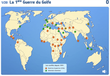 Carte : Les conflits dans le monde depuis 1991