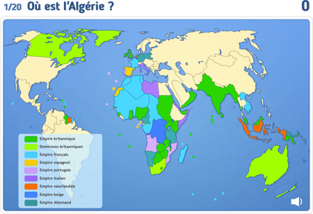 Carte : Les empires coloniaux en 1914 niv 2