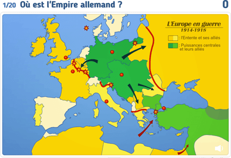 Carte : L'Europe en guerre 14