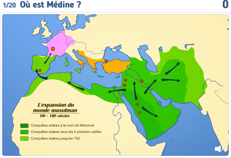 Carte : l'expansion du monde musulman