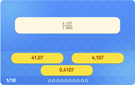 Fractions : 10, 100, 1000
