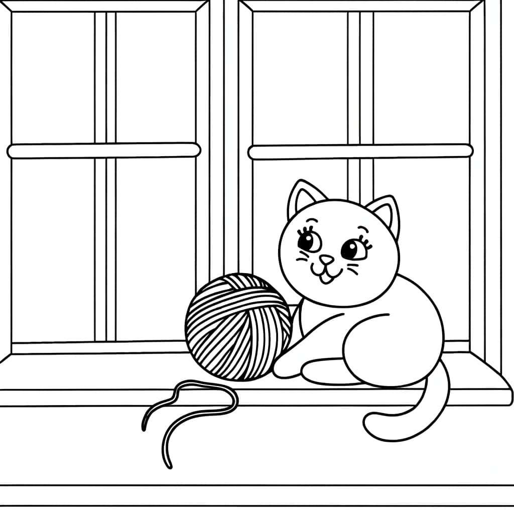 Chat avec pelote