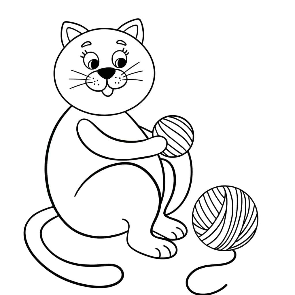 Chat jouant avec pelotes