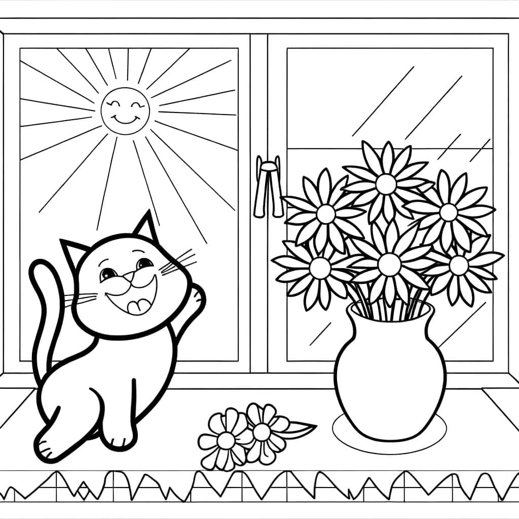 Chat joyeux à la fenêtre