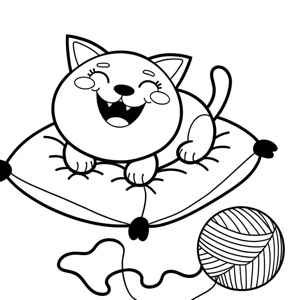 Chat rigolo sur coussin