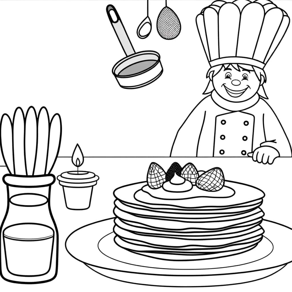 Cuisinier avec crêpes