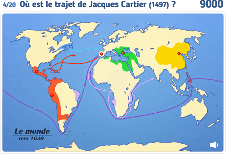 Carte : L'élargissement du monde XVe