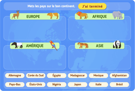 Jeu : Quel est le bon continent ? niv 1 