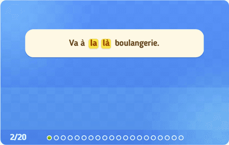 Homophones : la/là/l'a 
