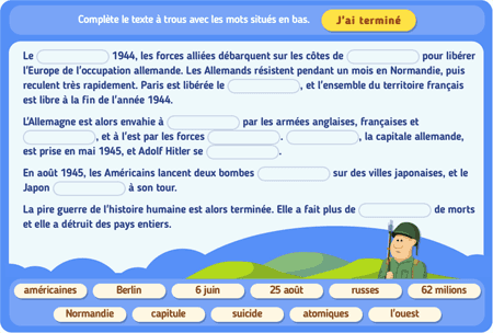 Texte à trous 6 : La fin de la guerre 1944