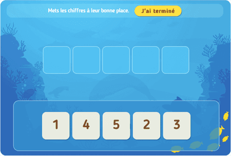 Place les nombres niv 1 (de 1 à 5) 