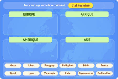 Jeu : Quel est le bon continent ? niv 2