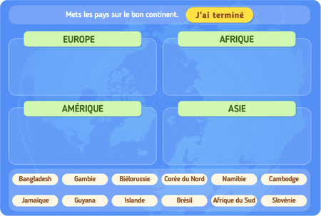 Jeu : Quel est le bon continent ? niv 3