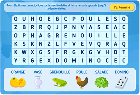Mots mêlés Majuscules niv 3 