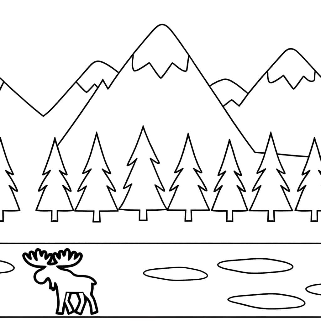 Paysage montagneux avec élan