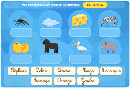 Place les mots (lettres cursives) niv 2 