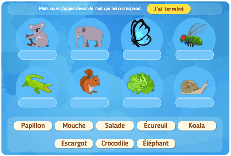 Place les mots (lettres scriptes) niv 2 