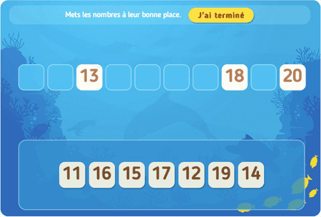 Place les nombres niv 4 (de 11 à 20) 