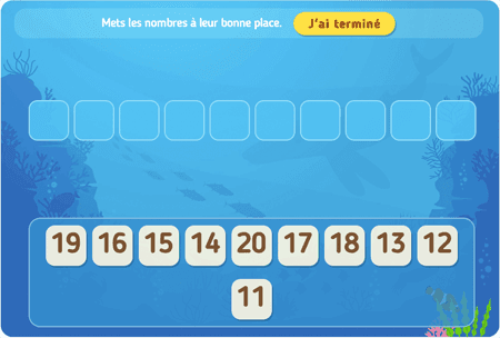 Place les nombres niv 5 (de 11 à 20) 