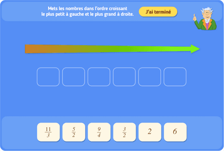 Ranger les nombres 06 :  entiers, ½, ⅓ et ¼ 