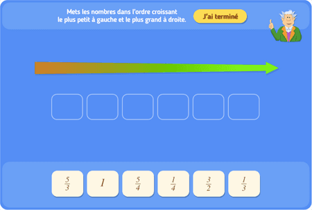 Ranger les nombres 07 : fractions de ¼ à 2