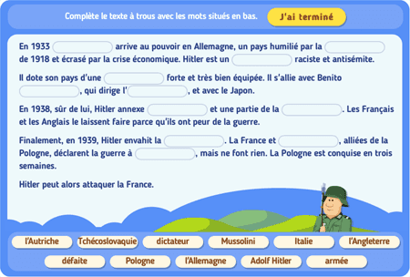 Texte à trous 1 : La montée vers la guerre 