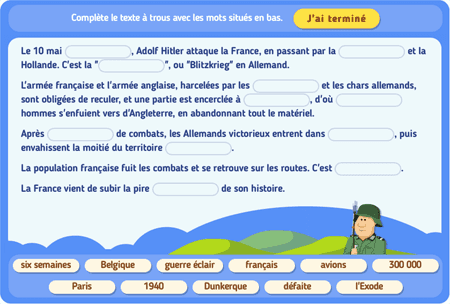 Texte à trous 2 : La bataille de France