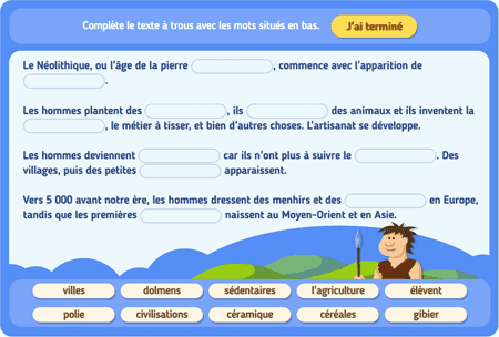 Texte à trous 3 : Le Néolithique 