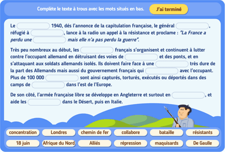 Texte à trous 4 : La Résistance française