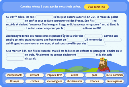 Texte à trous : Charlemagne 