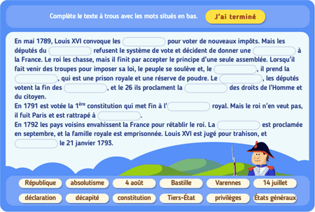 Texte à trous : La révolution française 