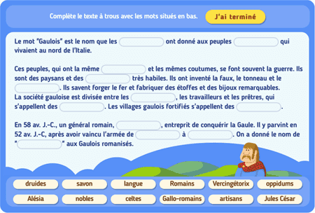 Texte à trous : les Gaulois 